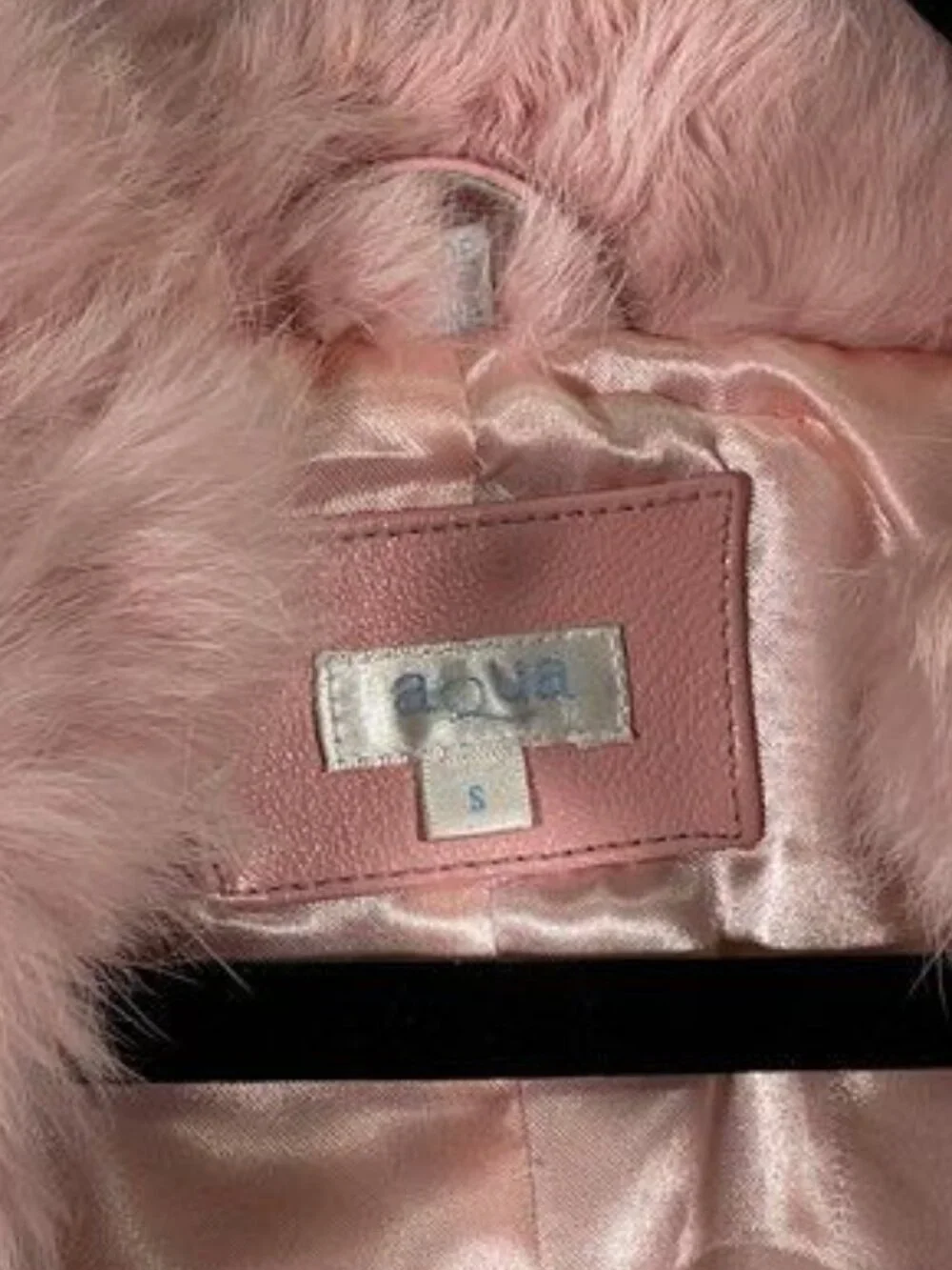 AQUA~Pretty In Pink Rabbit Fur Jacket - Size S - Picture 4 of 5